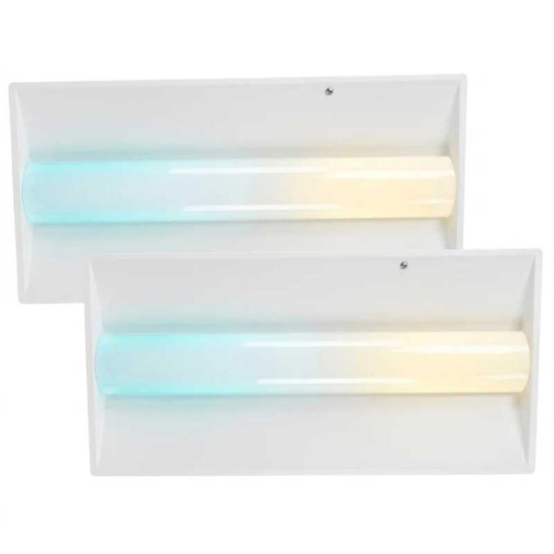 Éclairage troffer à DEL de 2 pi x 4 pi avec pile de secours E2 Lighting, lot de 2, sélectionnable de 30 W à 72 W, sélection de 3 000 K à 6 500 K, 120 à 277 V, homologué ETL et DLC