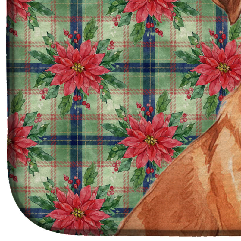 Tapis de séchage Red Norfolk Terrier Christmas PoinsettIas