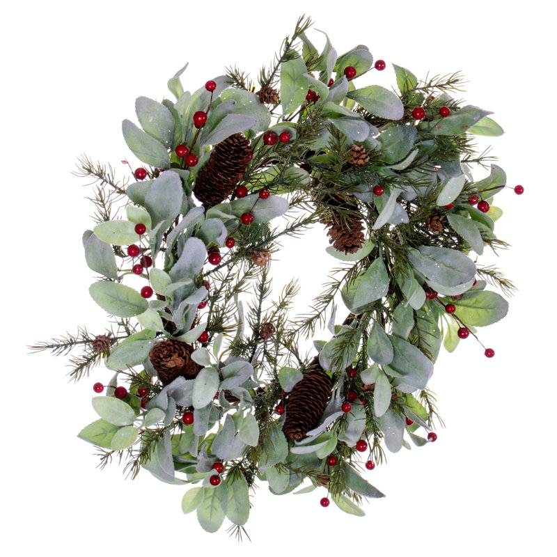 Couronne à feuilles en polyester 22 po