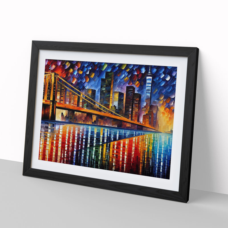 New York Painted Skyline Vol.1 - Single Picture Frame Print, Black, 46cm H x 64cm W