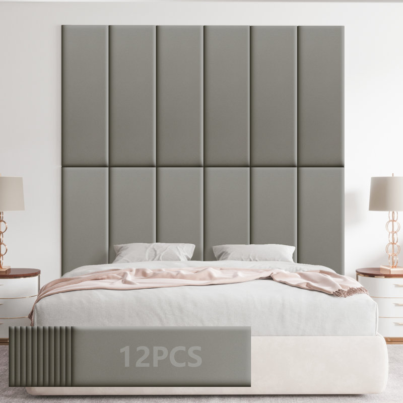 Faux Leather Peel Stick Wall Panels, Grey, 30cm H x 90cm W