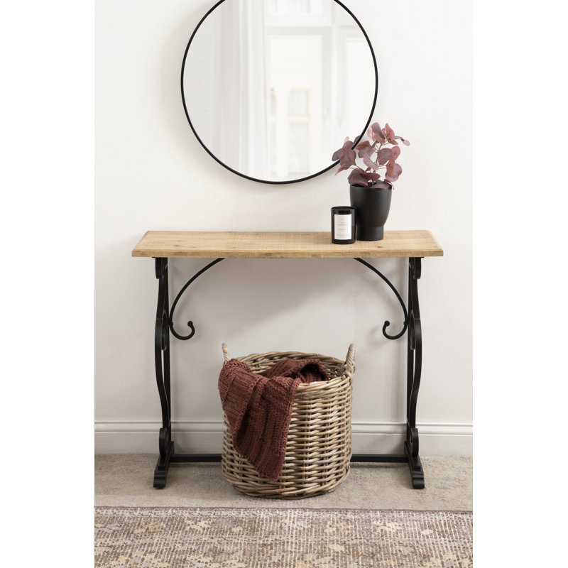 Farmhouse Metal and Wood Console Table