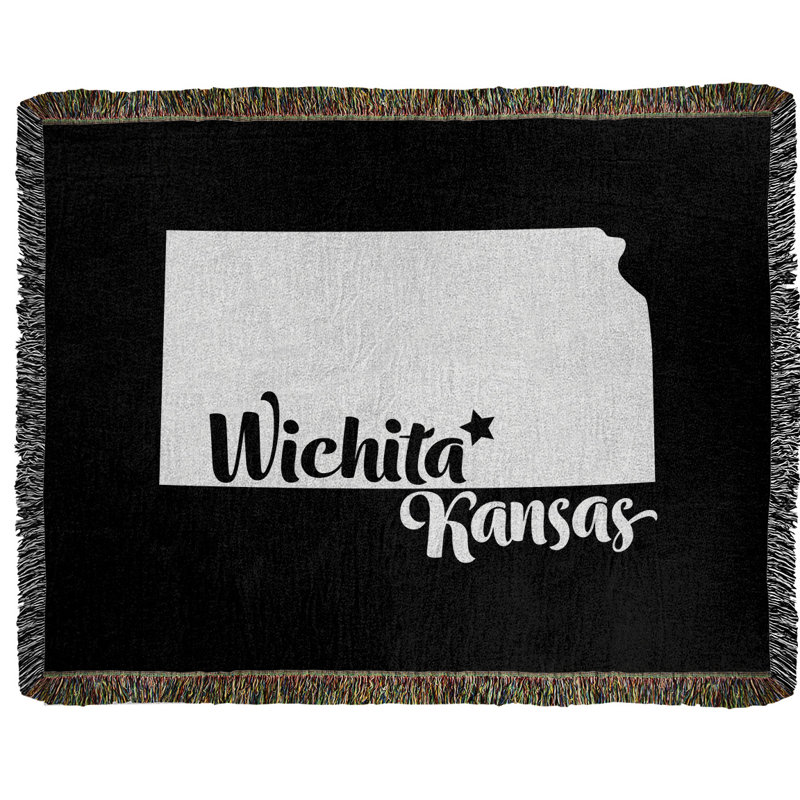 Jeté en coton tissé wichita kansas, l 50 po x L 60 po, Noir