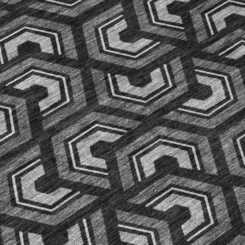 Machine Washable Indoor/Outdoor Chantille ACN2554 Geometric Rug, 9' x 12', Black