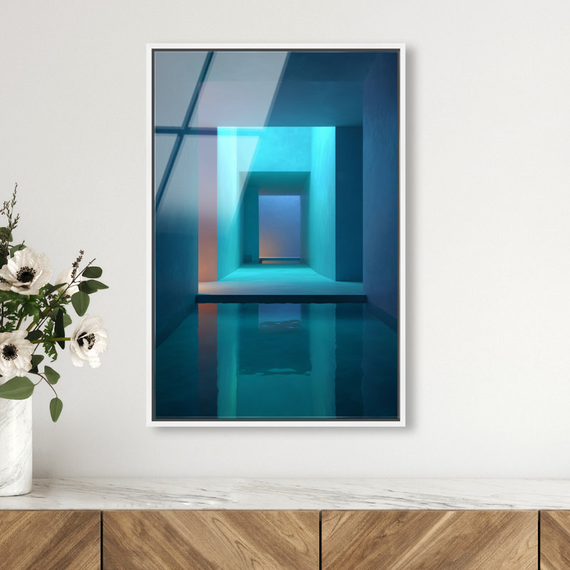 Cerulean Corridor I Print, 31"H x 21"W, White Floater Frame