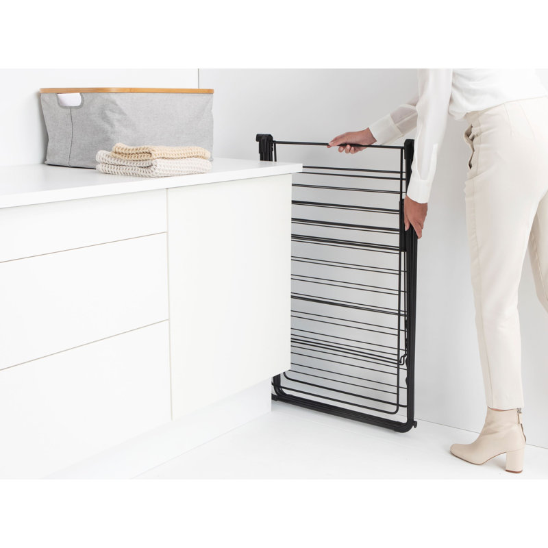 Brabantia Hangon 25 m Folding Drying Rack with Rod, Black