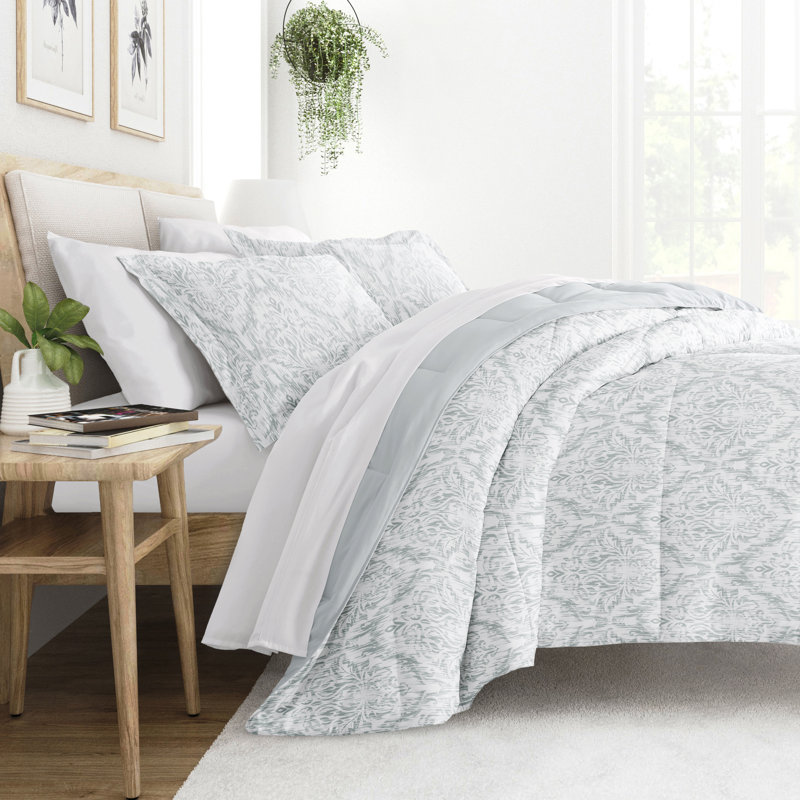 Twin Blue Reversible Down Microfiber Comforter Set