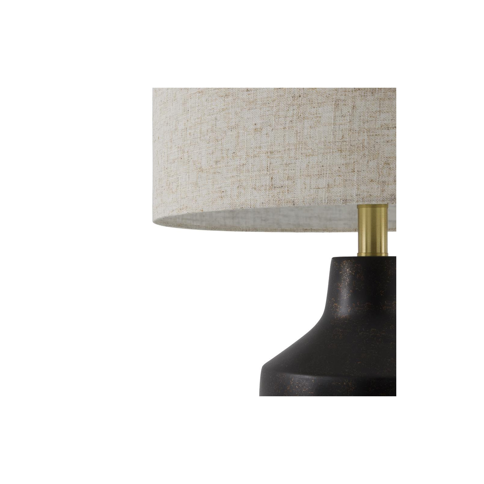 Lockwood Concrete Table Lamp with Linen Shade , Black, Tan
