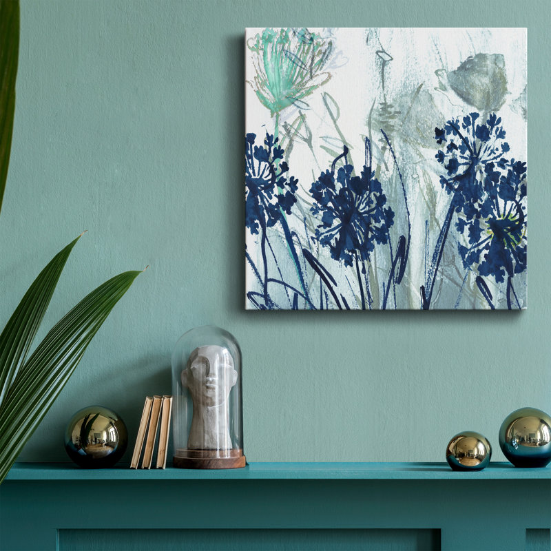 Indigo Field I - Reproduction d'art sur toile tendue, H 16 po x l 16 po x P 1 po