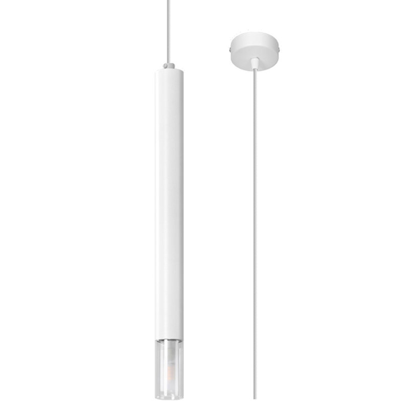 Wezyr 1 - Light Stainless Steel Cylinder Pendant, White