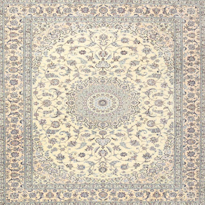 Gris oriental/beige/Tapis décoratif bleu