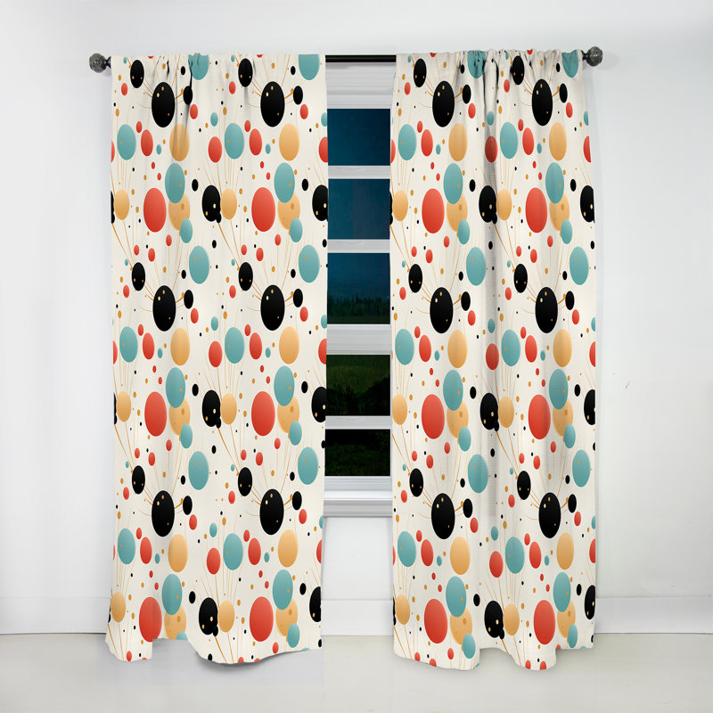 Motif à pois contemporain chic - Rideau abstrait - Rideau obscurcissant - 1 panneau, L 52 po x L 84 po