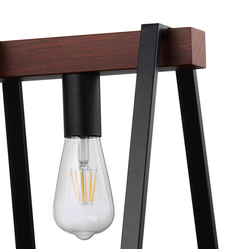 Suspension à 4 lumières pour îlot de cuisine, 60 W, luminaire réglable pour salle à manger avec 2 tiges de 15 cm et 6 tiges de 30 cm, culot E26, lustre linéaire de style ferme avec structure métallique industrielle.