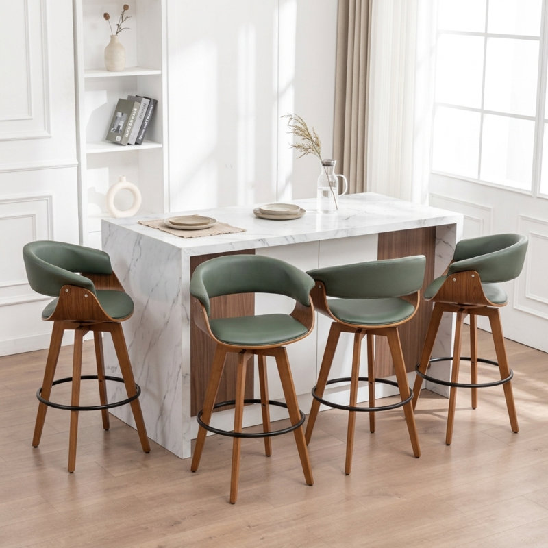 Tabouret de comptoir pivotant en similicuir 26 po (ensemble de 4), Vert