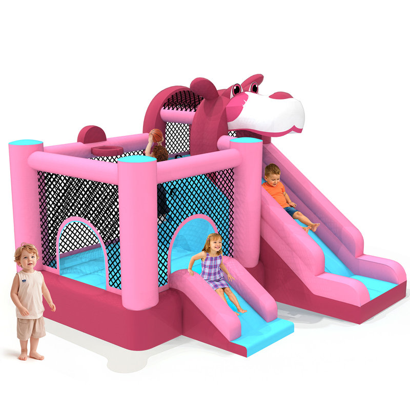 Château gonflable MUKIDY pour enfants de 3 à 10 ans avec souffleur, grand château gonflable avec double glissade, idéal pour l'intérieur et l'extérieur, parfait comme cadeau pour une fête d'anniversaire dans le jardin - PB