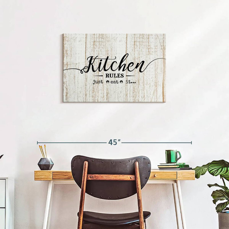 Kitchen Rules Wall Sign Canvas Print, 30" H x 20" W x 1.25" D