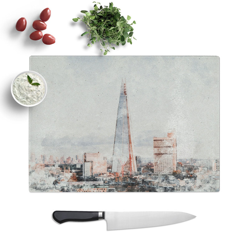 The Shard in London Vol.5 Watercolour Chopping Board, 28.5cm W x 39cm L