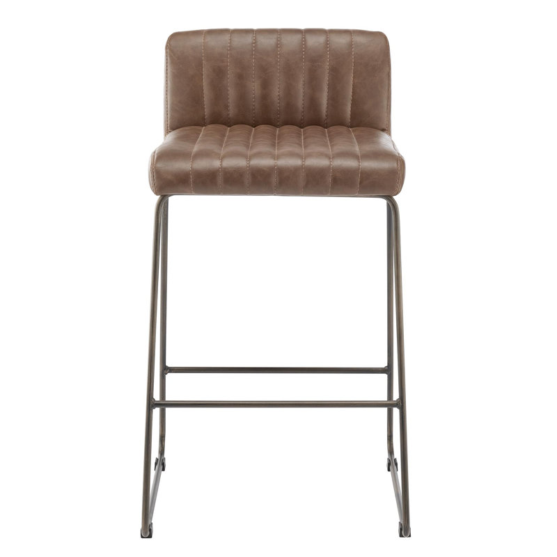 Amilynn Upholstered Counter Stool with Metal Frame, Antique Cigar Brown