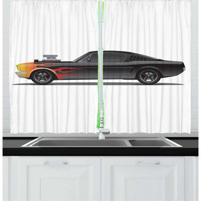 Cars 2 Piece Kitchen Curtain