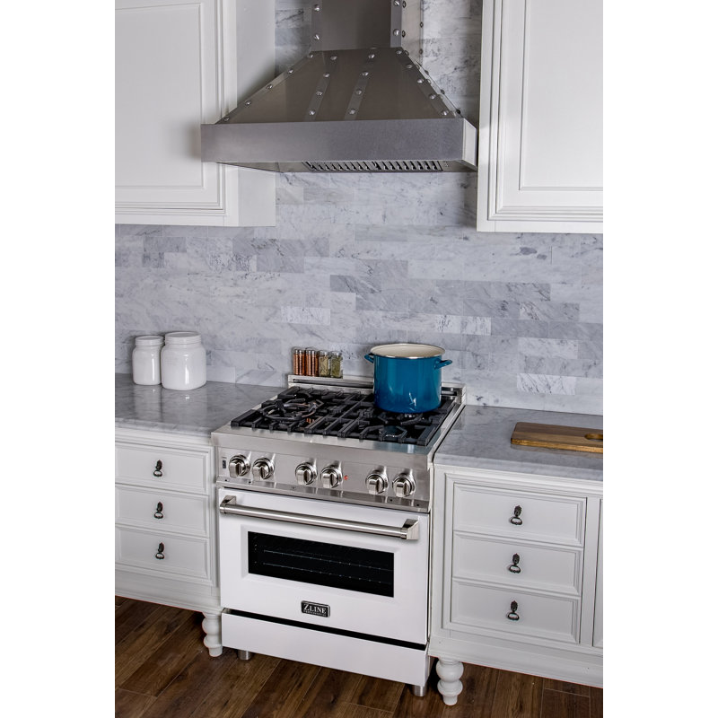 ZLINE 30" Legacy Dual Fuel Range, White Matte Stainless Steel