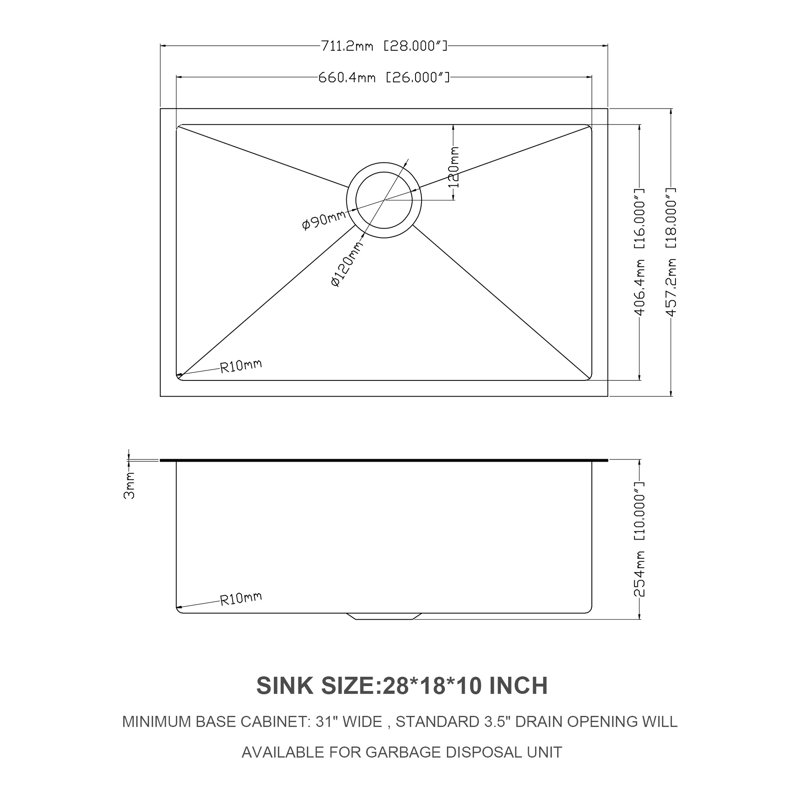 Gunmetal Black 28 X 18 Inch Undermount Single Bowl Kitchen Sink 16 Gauge 10 Deep, Sus304 Stainless, Hand - Crafted, Soundproof, Condensation Deep Crafted Brushed, Condensation, Drain And Grid