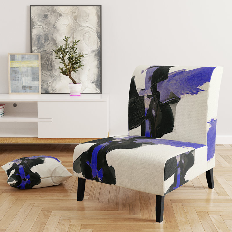 Fauteuil de chambre rembourré Geometric IV, Bleu / blanc / noir