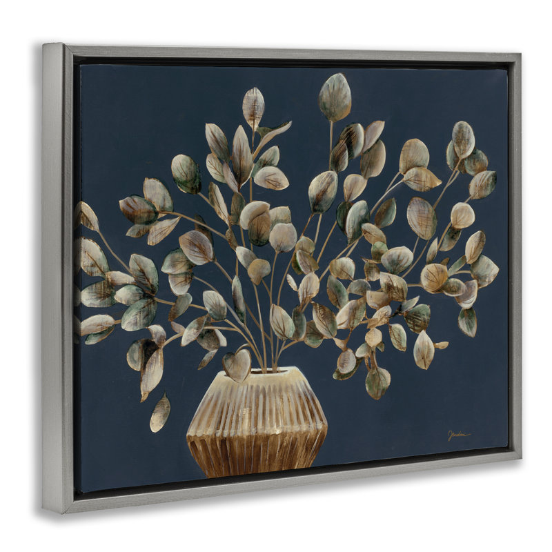 «Rustic Eucalyptus Leaves», encadrée par Liz Jardine, H 25 po x l 31 po, Cadre flottant gris lustré