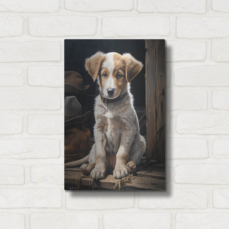 «The Cowboys Puppy Dog» par Momart, art mural en métal, H 16 po x l 12 po