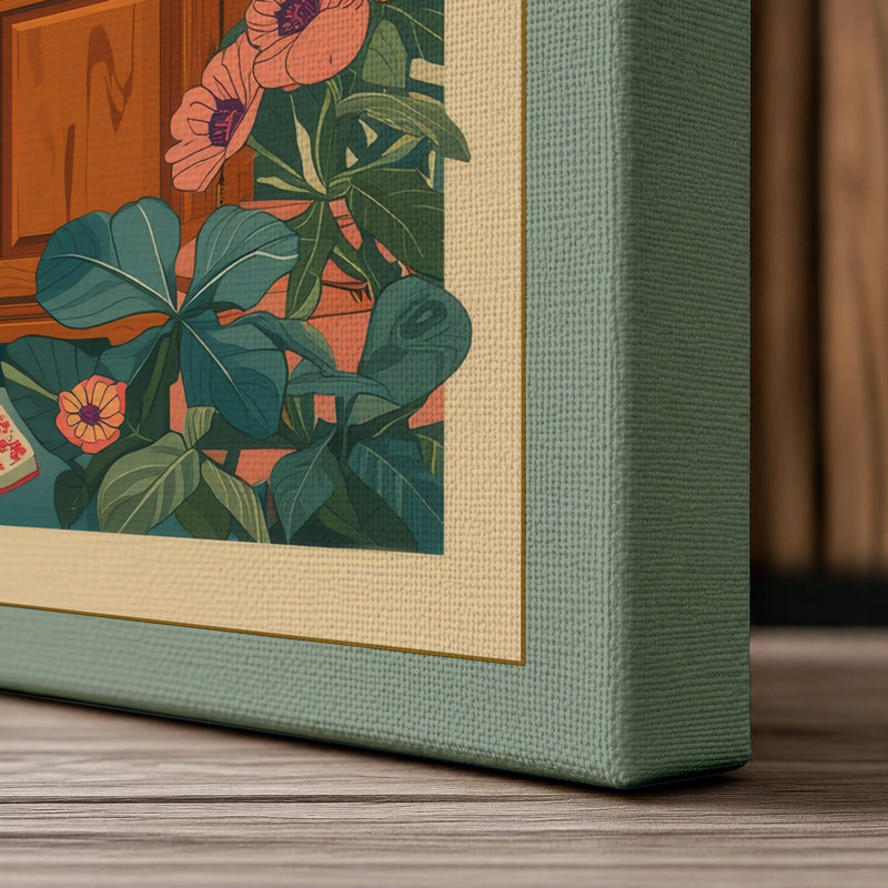 Cabinet of Curiosities Art Deco - Wrapped Canvas, 18x12 - 45.7 x 30.5 cm, Sage Border