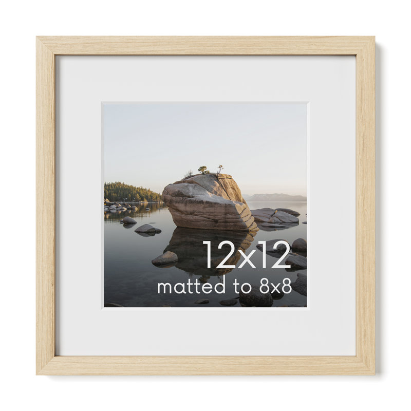 Cadre photo en bois massif avec verre, Beige, L 12 po x H 12 po