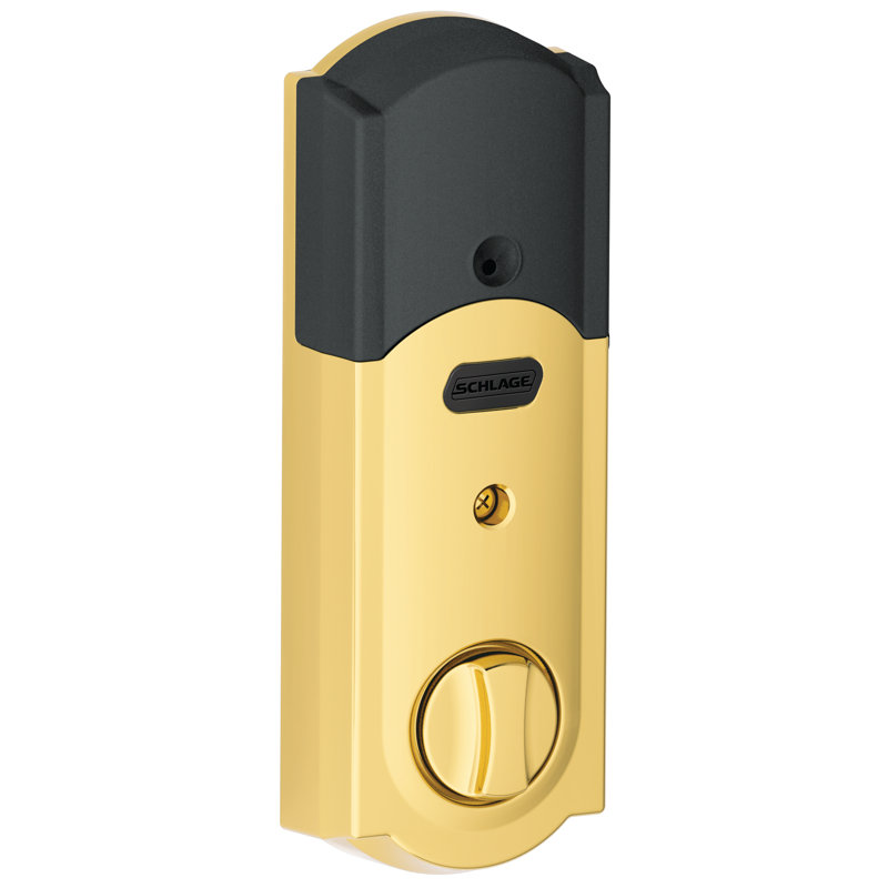 Single Cylinder Keyless Electronic Deadbolt, Bright Brass