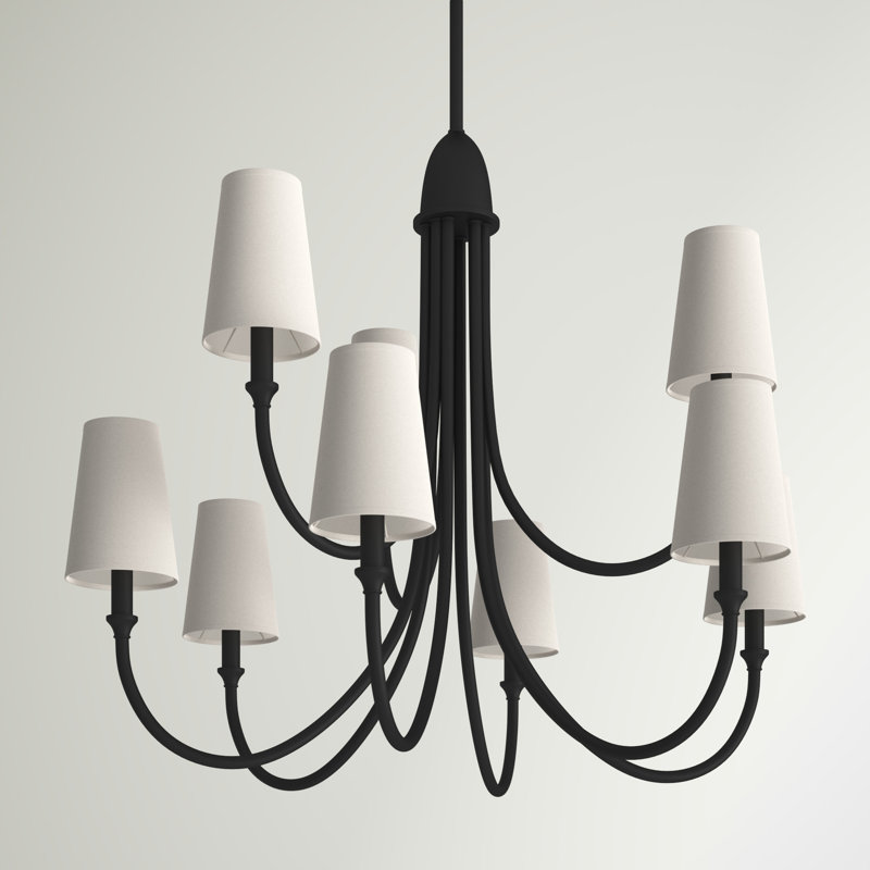Lustre classique à 9 lumières Sandy Creek, Noir mat