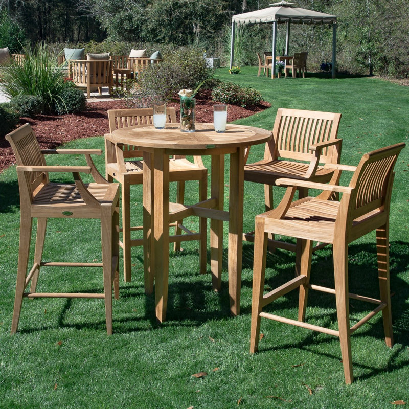 Outdoor Round Teak Bar Table
