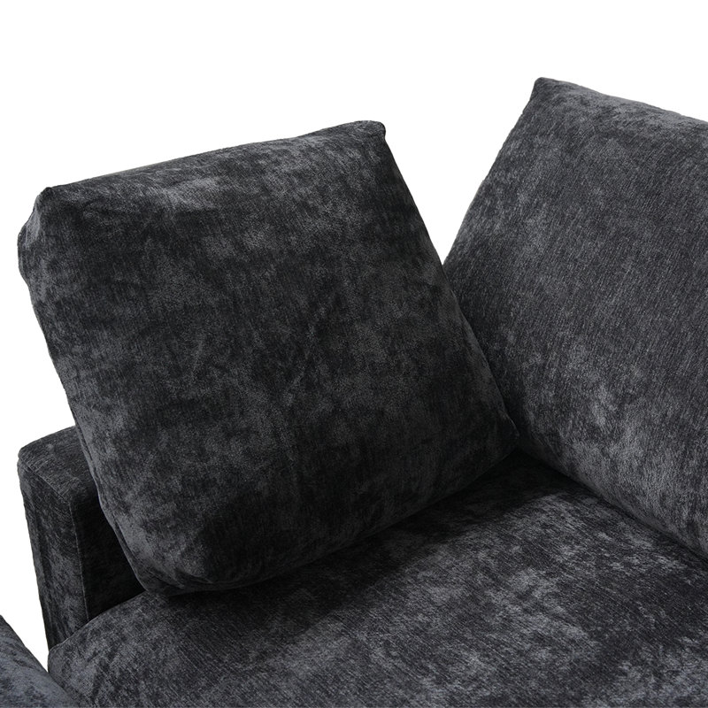 Canapé modulaire rembourré avec housse Kessi, Noir