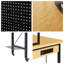 Établi réglable de 71 pouces avec planche suspendue, établi de table en bois robuste avec roulettes, prise CA / USB, convient au garage, studio, bureau, maison, noir et brun