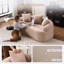 Canapé courbé 3 places rembourré, canapé rond surdimensionné en tissu Boucle avec 3 coussins décoratifs, canapé moderne de forme organique pour le salon