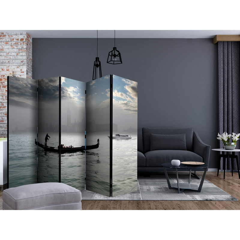 Lee 225cm W x 172cm H 5 - Panel Solid Wood Folding Room Divider