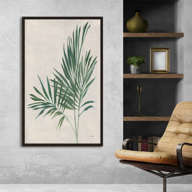 Palmier botanique IV - Peinture, L 31,5 po x H 51,5 po, Encadrement brun