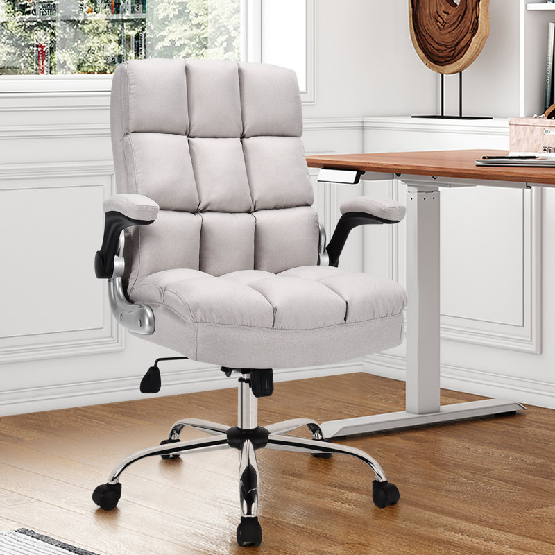 Gheorghe Linen Desk Chair, Beige