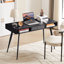 Bureau Mid-Century avec ports USB et prise de courant, bureau d'écriture moderne avec tiroirs, bureau d'ordinateur multifonctionnel noir
