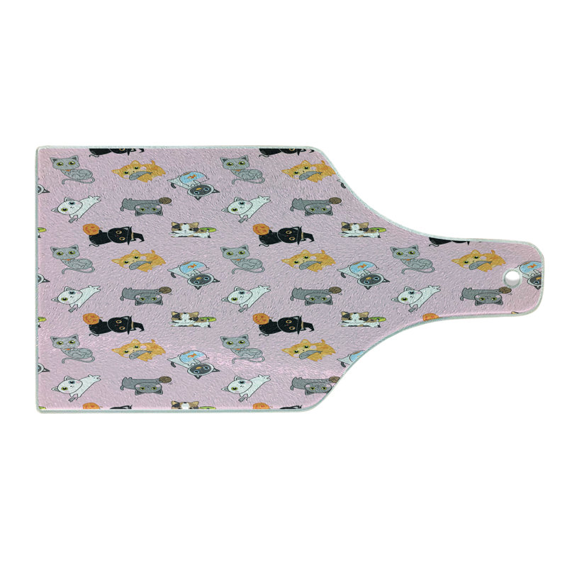 Multicolore planche à découper pour chat en verre trempé Ambesonne