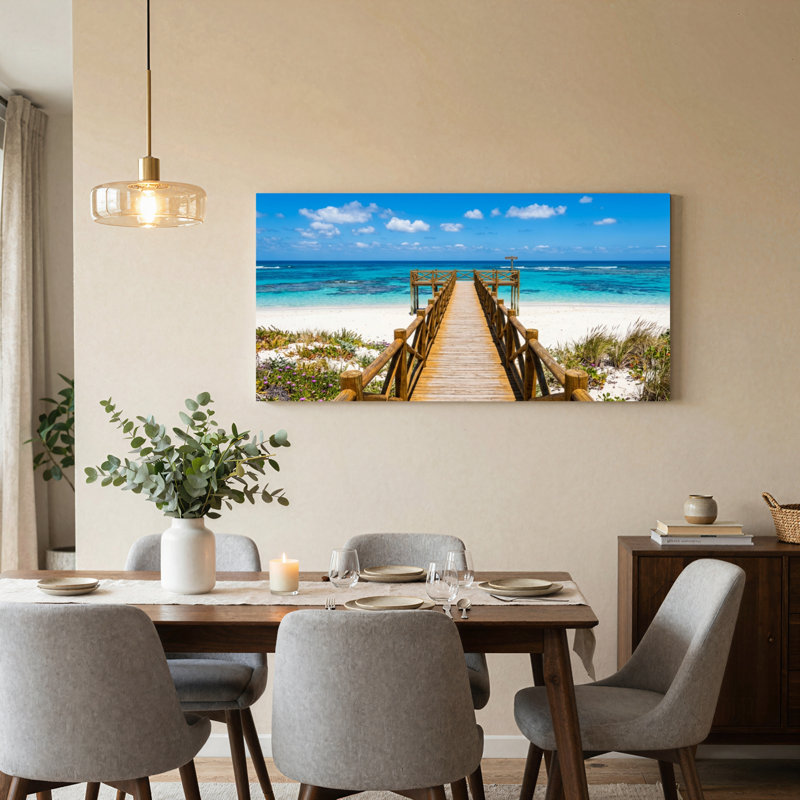 Ensemble de 1 tableau sur toile représentant un chemin de plage, 4020