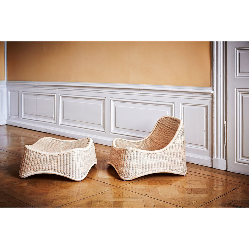 Nanna Ditzel Handcrafted Chill Lounge Rattan Chair & Stool Set