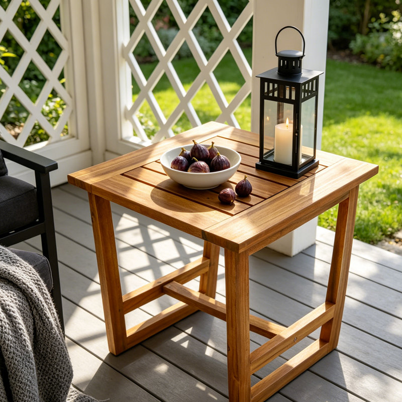 Table d'appoint d'extérieur en bois d'acacia Dayo