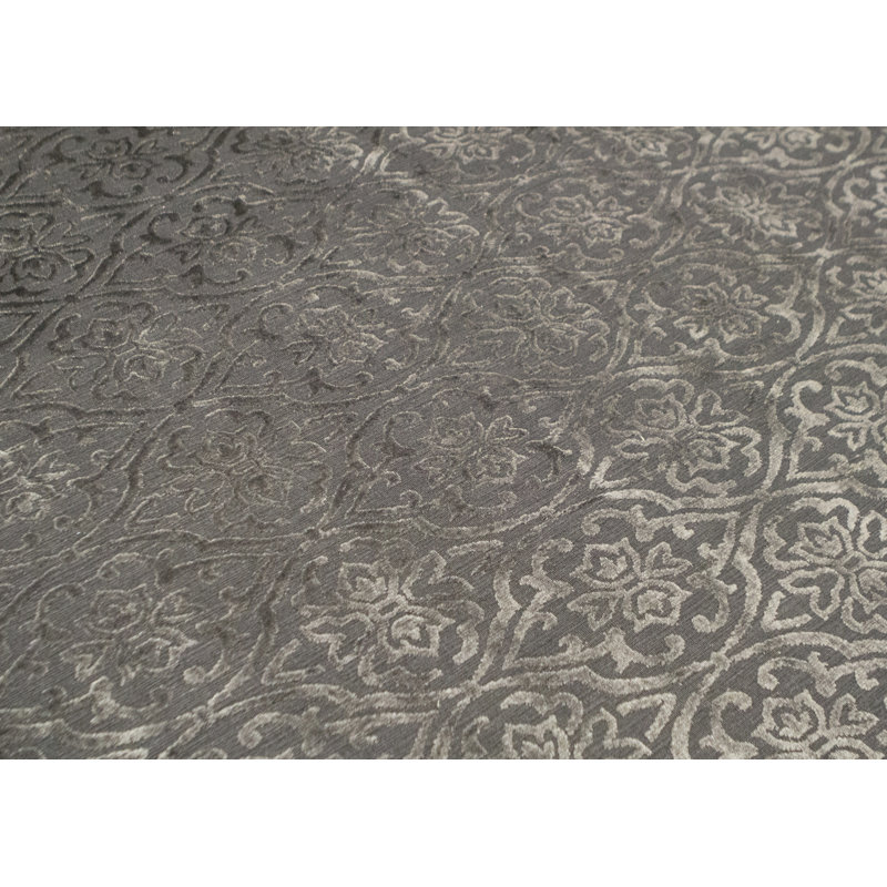 Jakat Wool Damask Area Rug in Gray