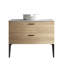 Meuble-lavabo en chêne naturel rayé de 36 pouces avec lavabo en céramique Emilia, conception moderne autoportante pour salles de bain élégantes