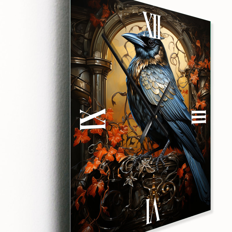 Crow Dynamic Duality - Animals Wall Clock, 32" H x 16" W x 1" D