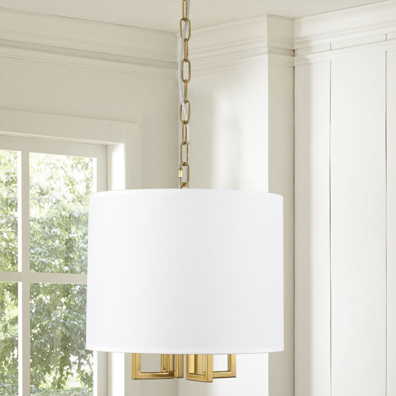 Lustre simple doré à 4 lumières