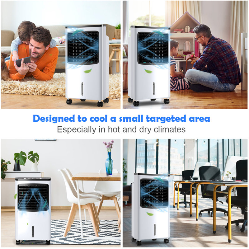 Ventilateur refroidisseur de climatiseur Gymax avec 3 modes et vitesses de bureau à domicile