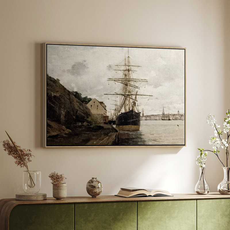 «Vintage Nautical Print-CLXI» sur, Toile naturelle avec cadre flottant, H 27 po x l 41 po